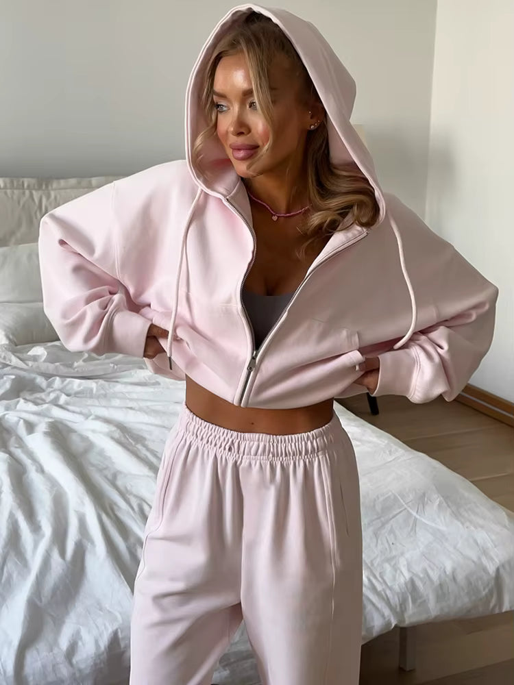 Damski Dres z Kapturem na Zamek – Bluza + Spodnie