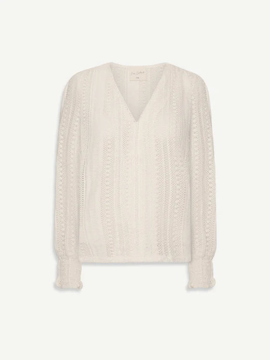 Bluzka z Koronkowym Wzorem i Dekoltem V