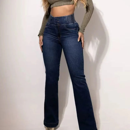 Jeansy z Wysokim Stanem i Rozszerzaną Nogawką