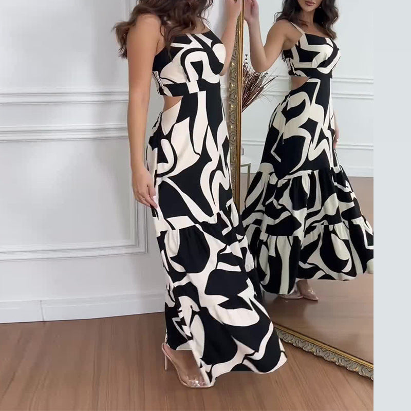 Robe longue dos nu – Danse graphique estivale