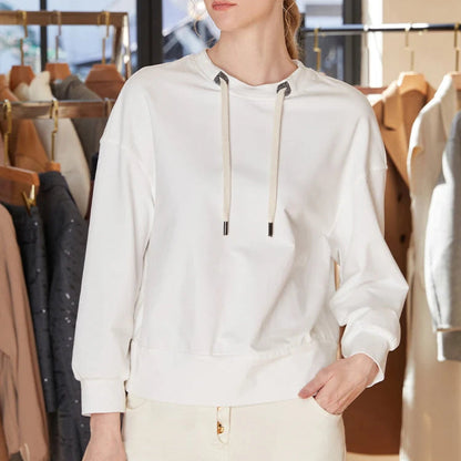 Bluza Damska z Troczkami przy Dekolcie