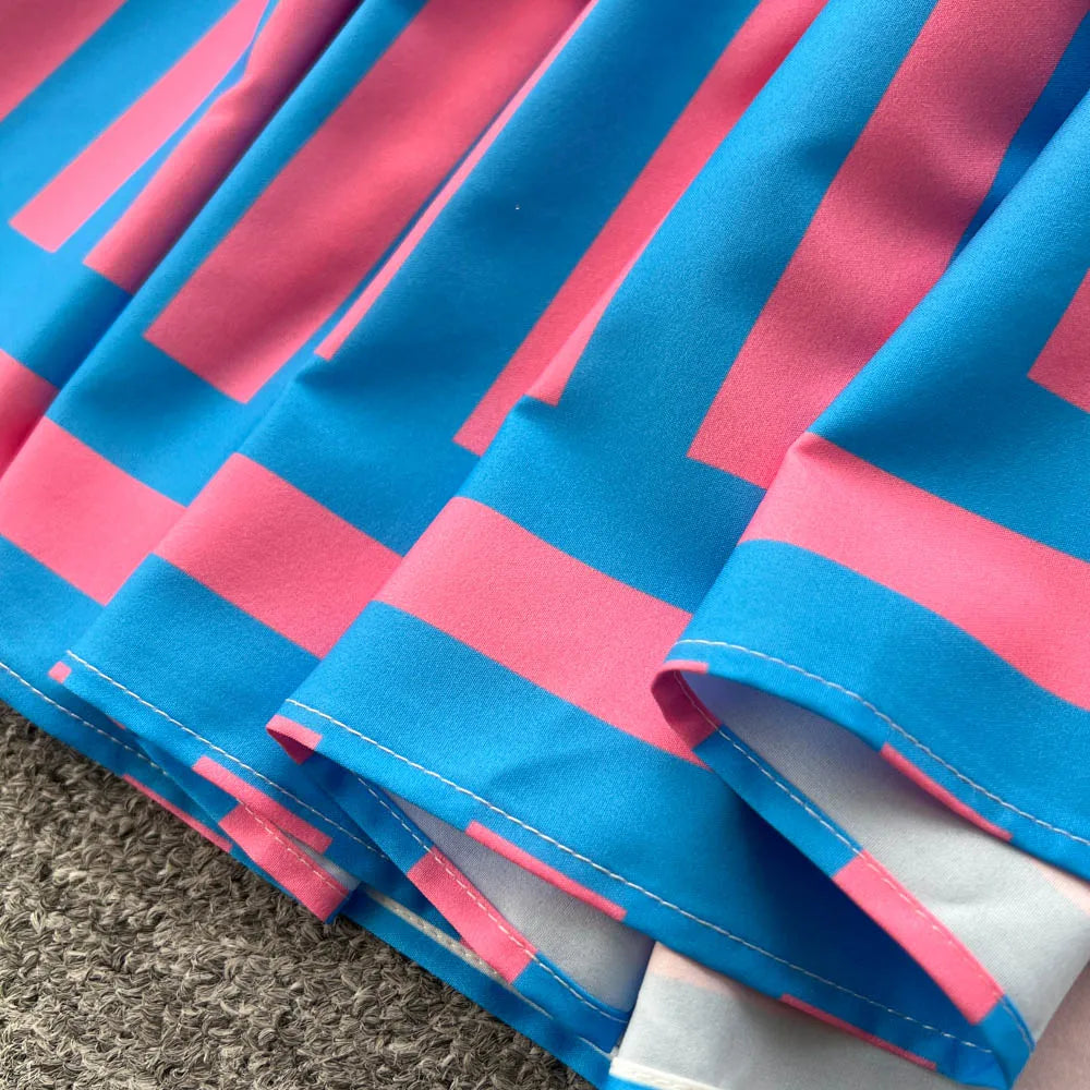 Sukienka Maxi w Paski - Zielono-Biała