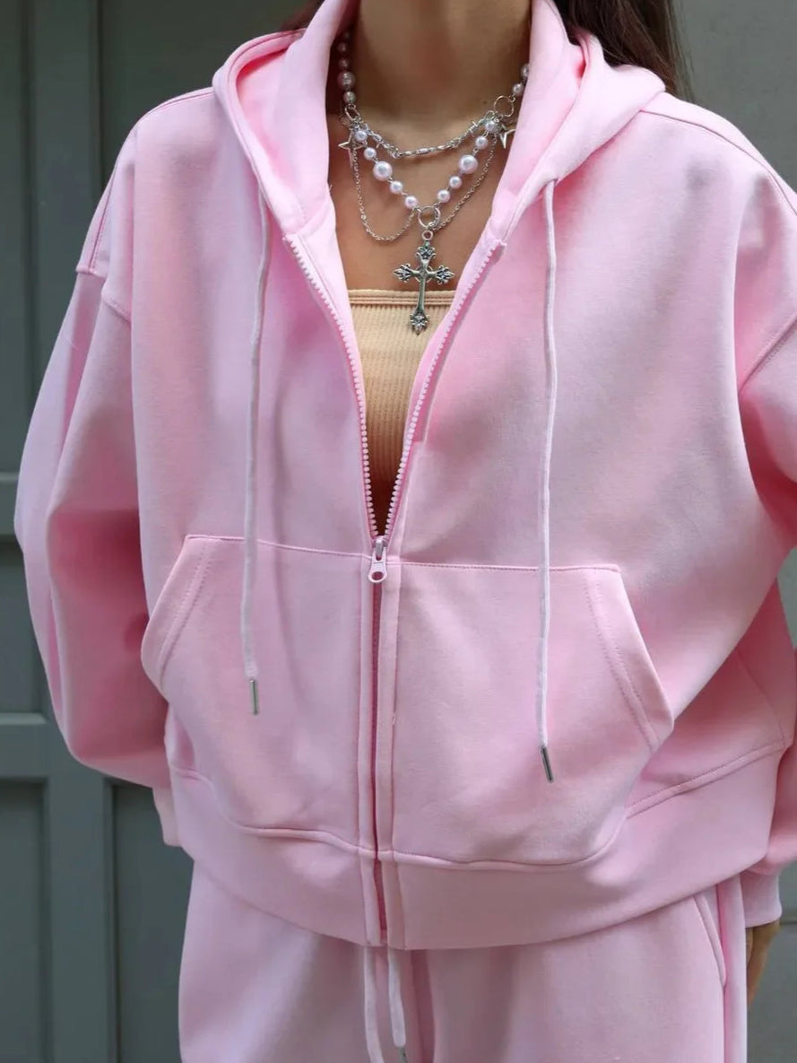 Damski Dres z Kapturem na Zamek – Bluza + Spodnie