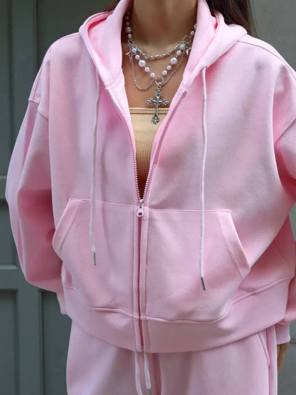 Damski Dres z Kapturem na Zamek – Bluza + Spodnie