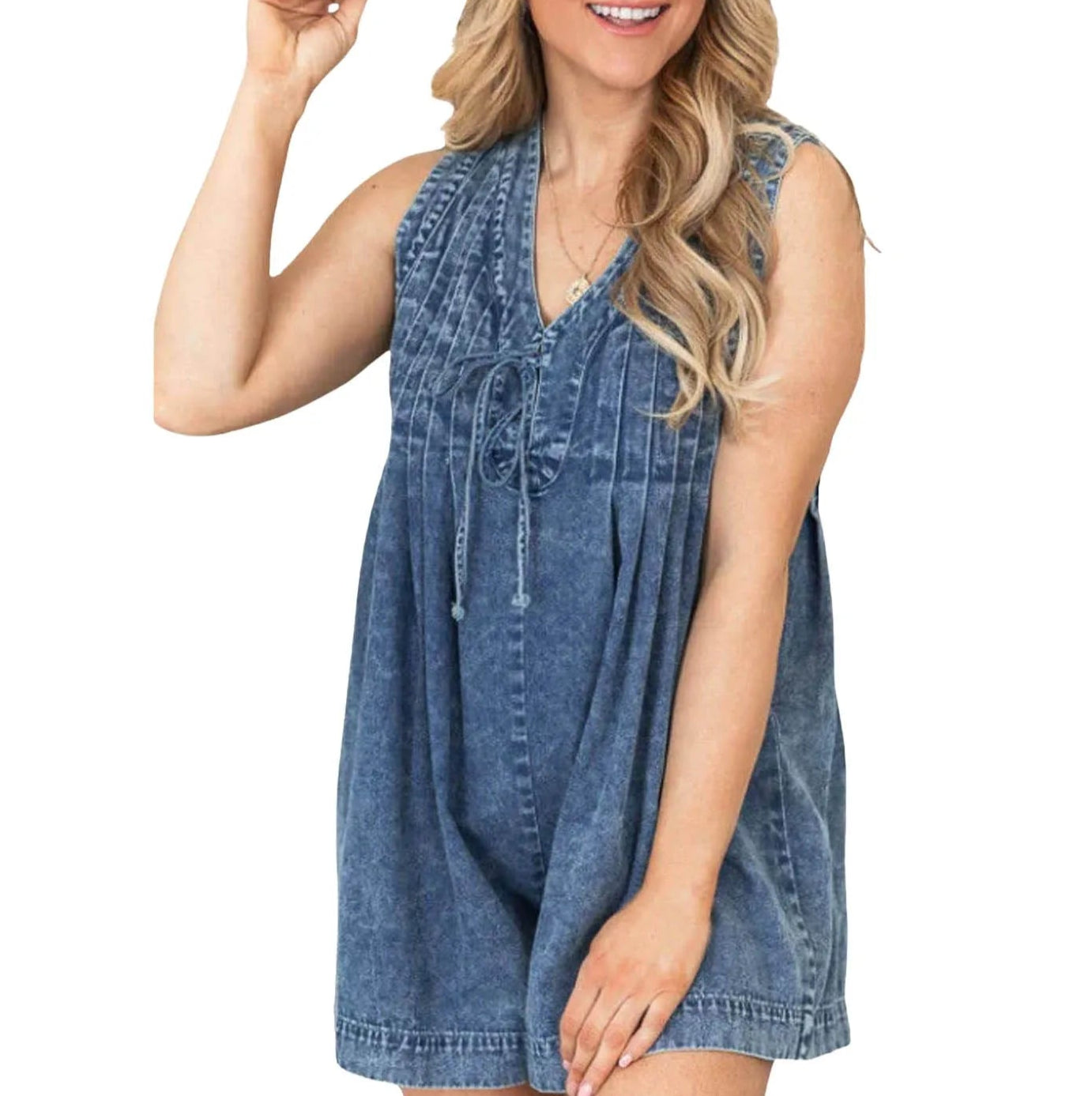 Kombinezon Jeansowy Bez Rękawów