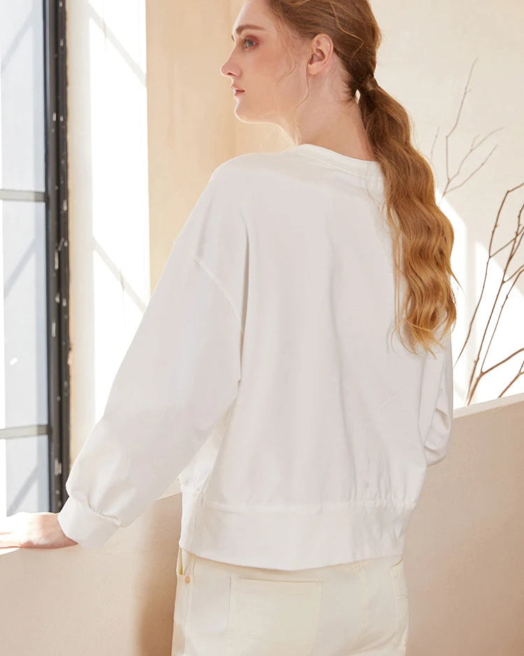 Bluza Damska z Troczkami przy Dekolcie