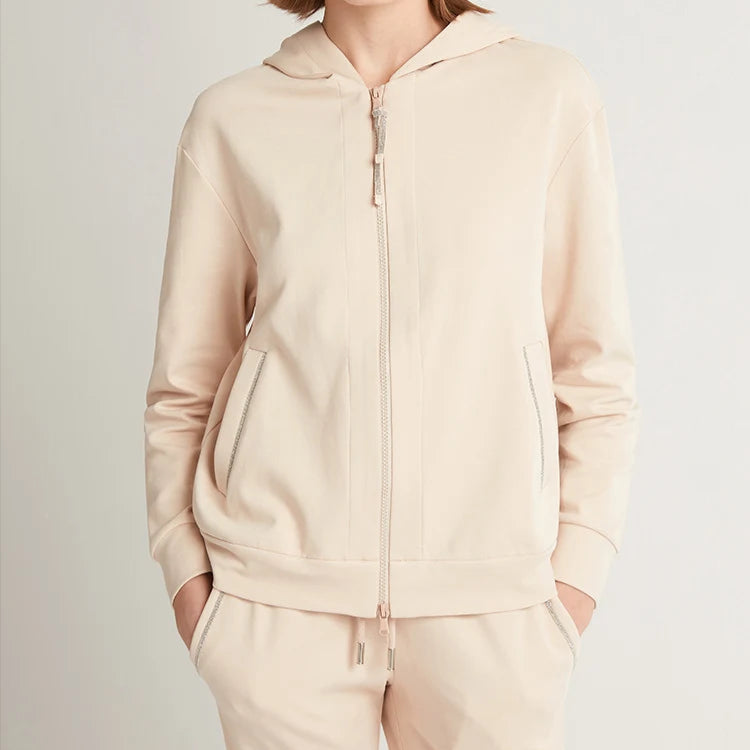 Damska Bluza z Kapturem z Czesanej Bawełny