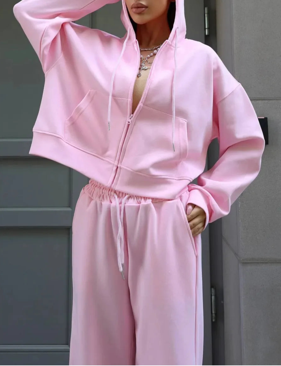 Damski Dres z Kapturem na Zamek – Bluza + Spodnie