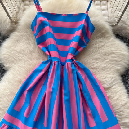 Sukienka Maxi w Paski - Zielono-Biała