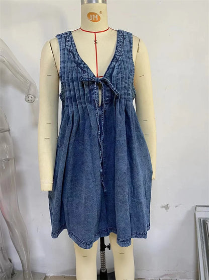 Kombinezon Jeansowy Bez Rękawów