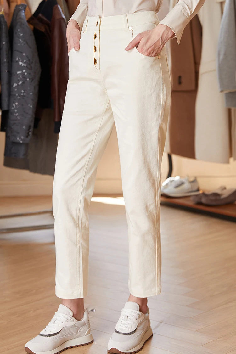 Damskie spodnie z wysokim stanem