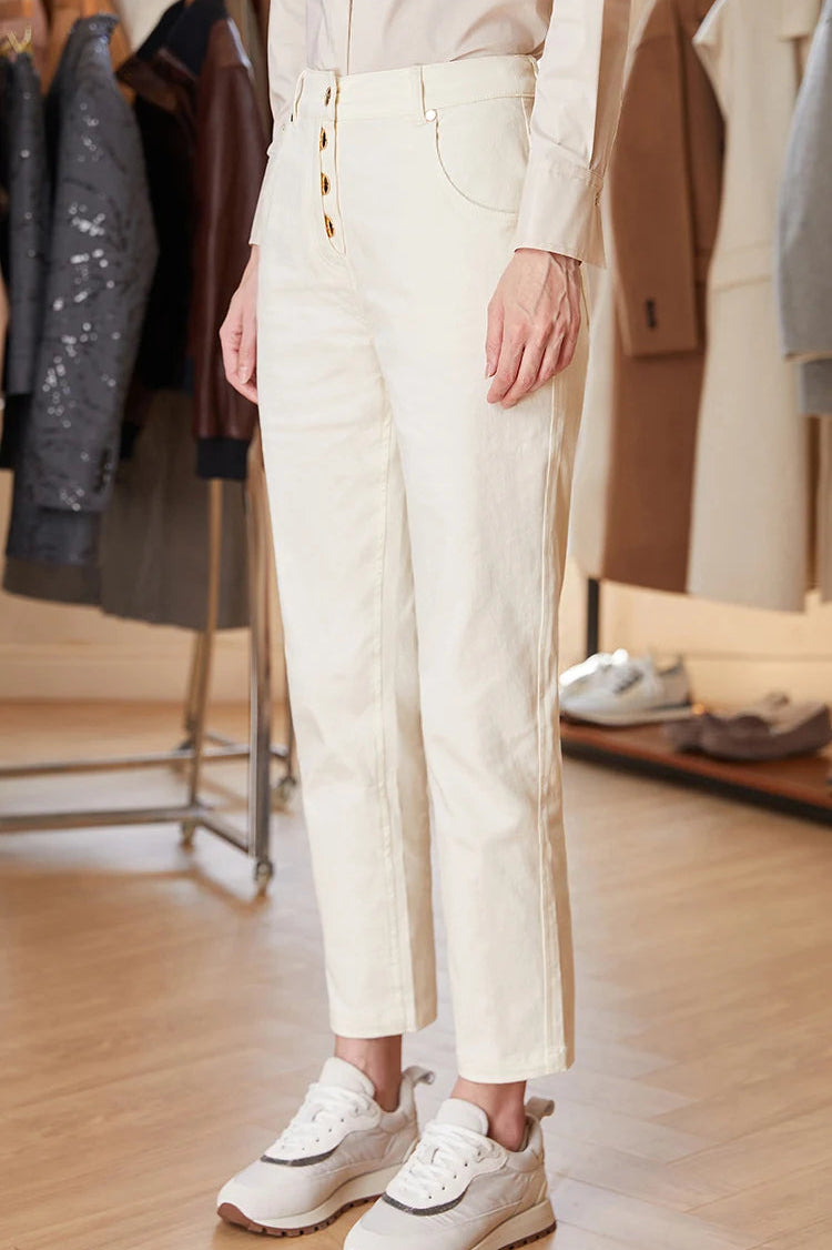 Damskie spodnie z wysokim stanem