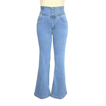 Jeansy z Wysokim Stanem i Rozszerzaną Nogawką