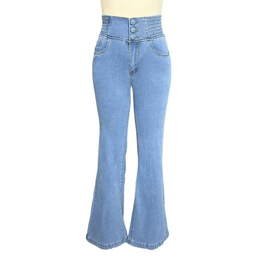 Jeansy z Wysokim Stanem i Rozszerzaną Nogawką