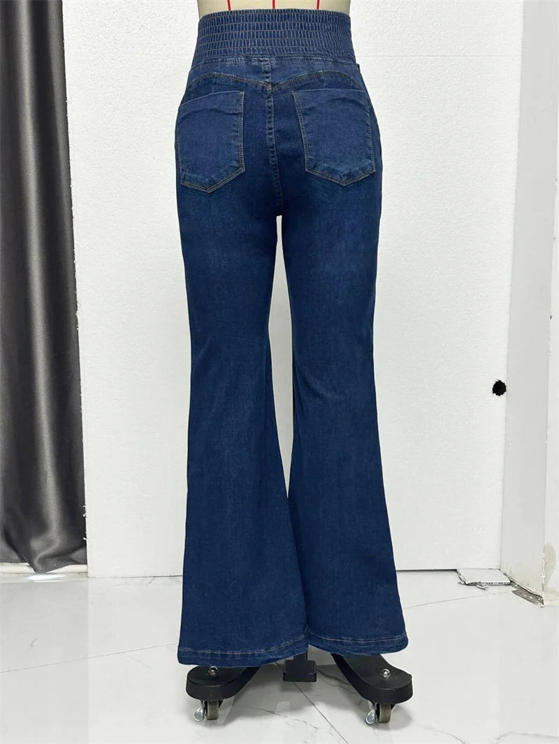 Jeansy z Wysokim Stanem i Rozszerzaną Nogawką