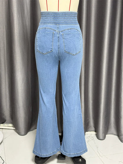 Jeansy z Wysokim Stanem i Rozszerzaną Nogawką