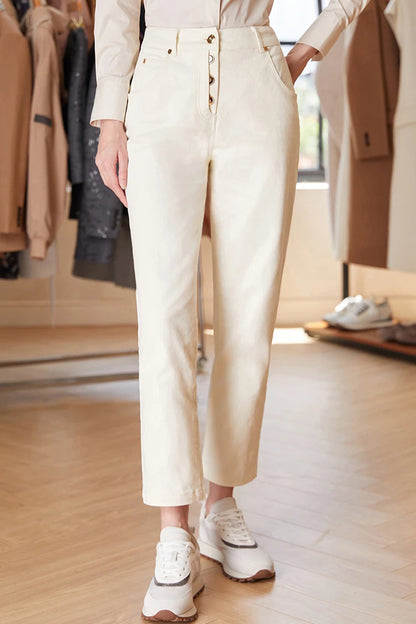 Damskie spodnie z wysokim stanem